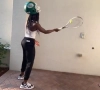 Ook Coco Gauff waagde zich aan de challenge van Roger Federer